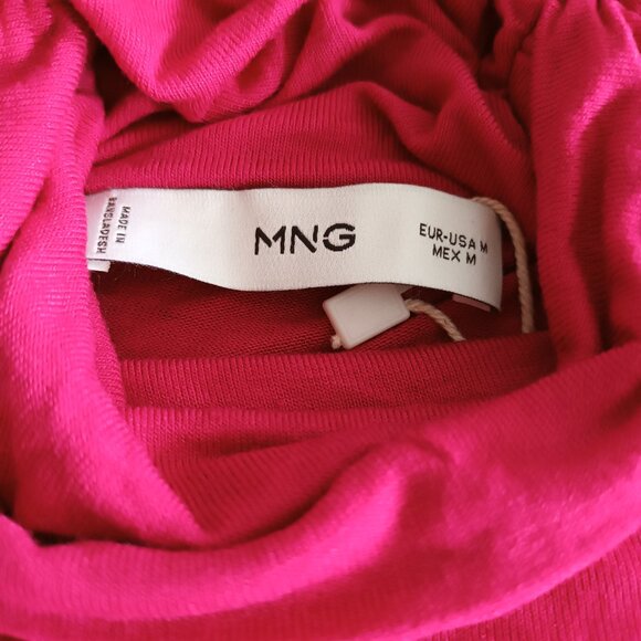Mango MNG Draped turtleneck t-shirt Reddish Pink size M - Picture 5 of 10